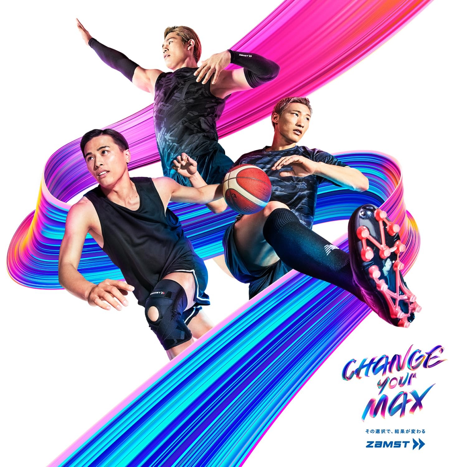 Knee support for running, thin, for both feet/built-in pad/under knee support S