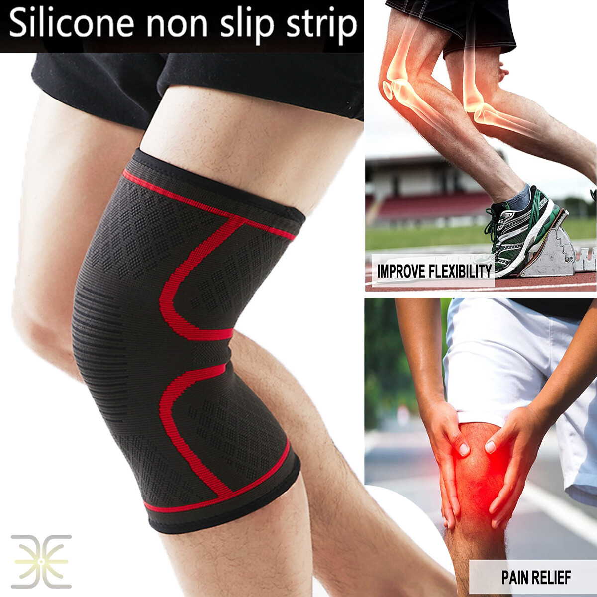 Knee Compression Brace Sleeve Support Sport Joint Injury Pain Relief Arthritis