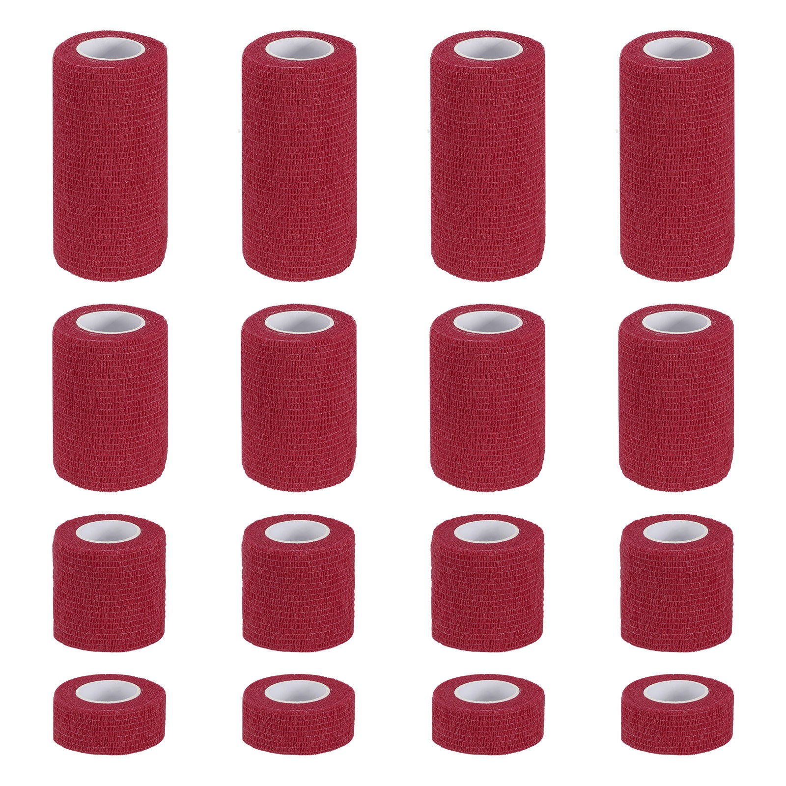 1″/2″/3″/4″ 16 Pcs 5 Yard Self Adhesive Bandage Wrap Self Tape Dark Red