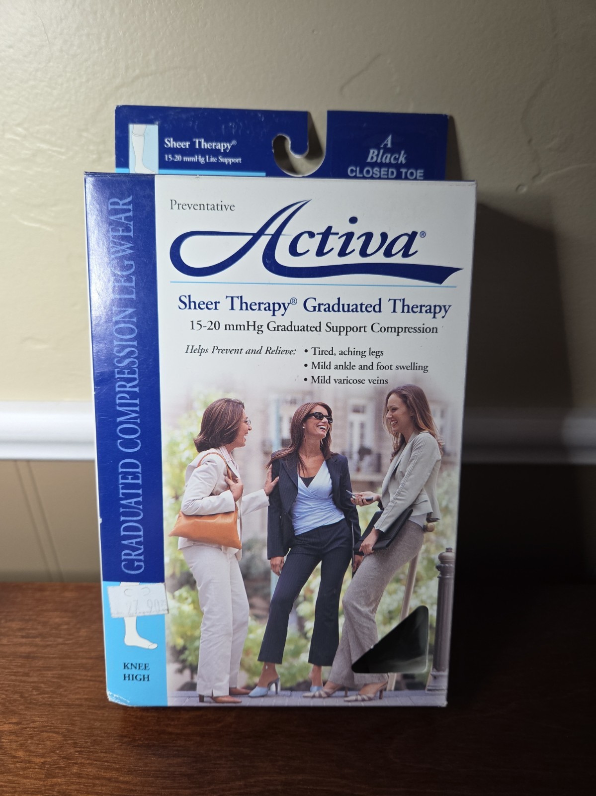 Activa Sheer Therapy Knee High Socks Black Size A Support Compression 15-20 mmHg