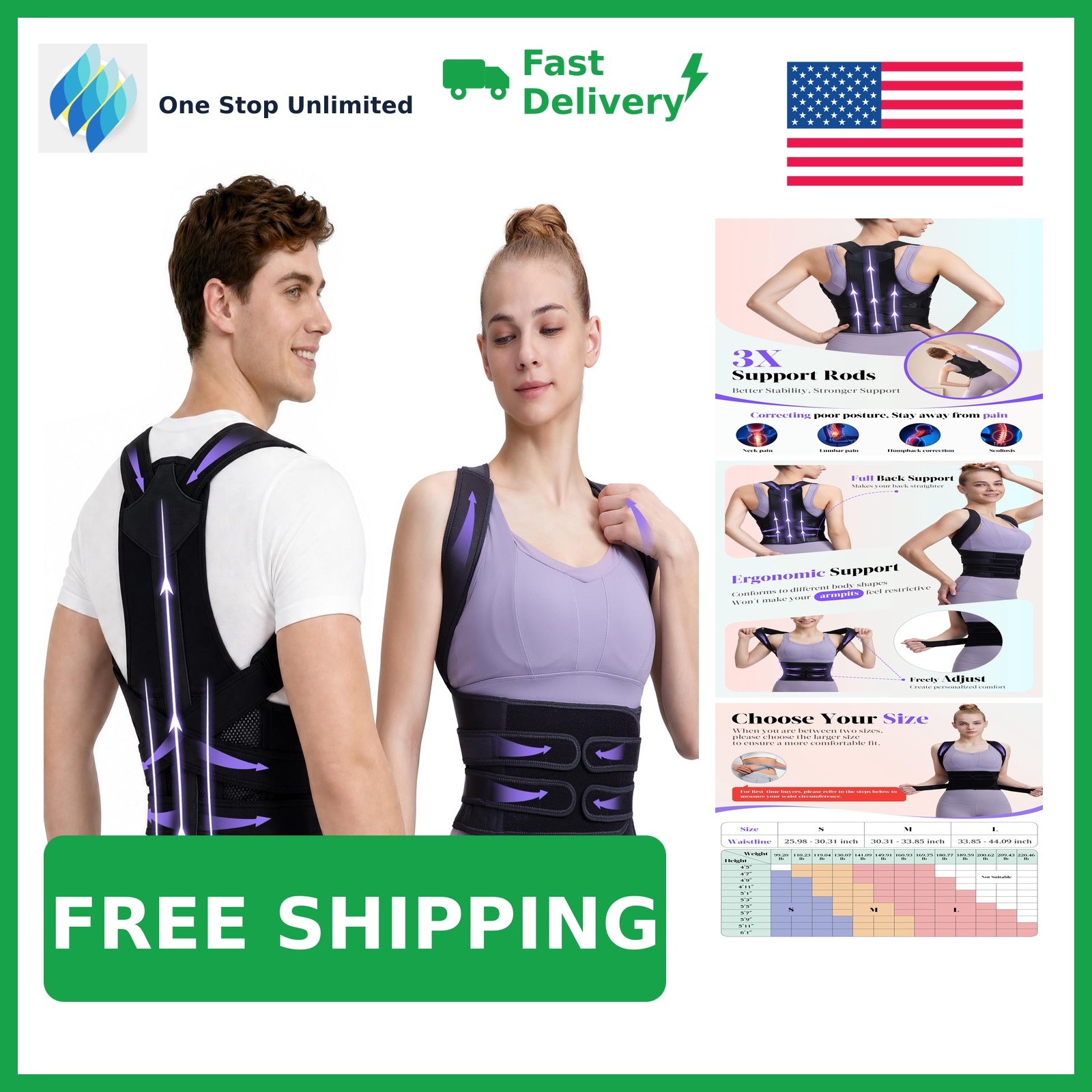 Posture Corrector for Women and Men, Full Back Support Brace, Black, Small | …