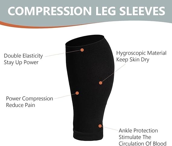 “Plus Size Compression Leg Sleeves 15-20mmHg Wide Calf Knee High Sleeves “