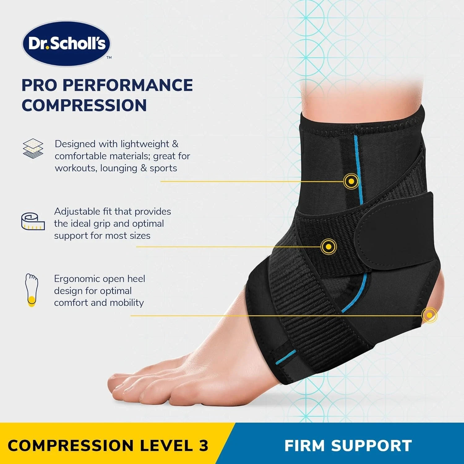 Dr. Scholl’s Compression Ankle Support, Breathable Fabric, Open-Heel L/XL dr7