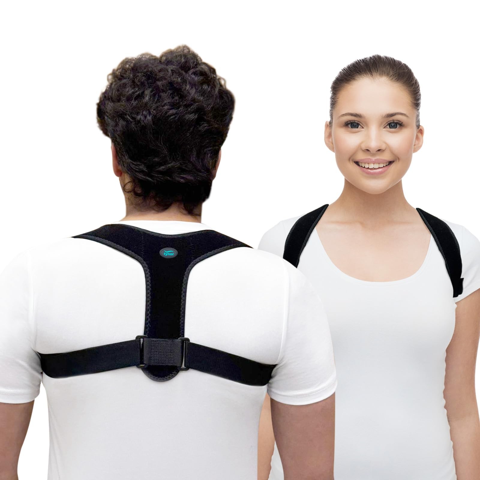 TYNOR Posture Corrector for Men & Women, Adjustable Upper One Size, Black