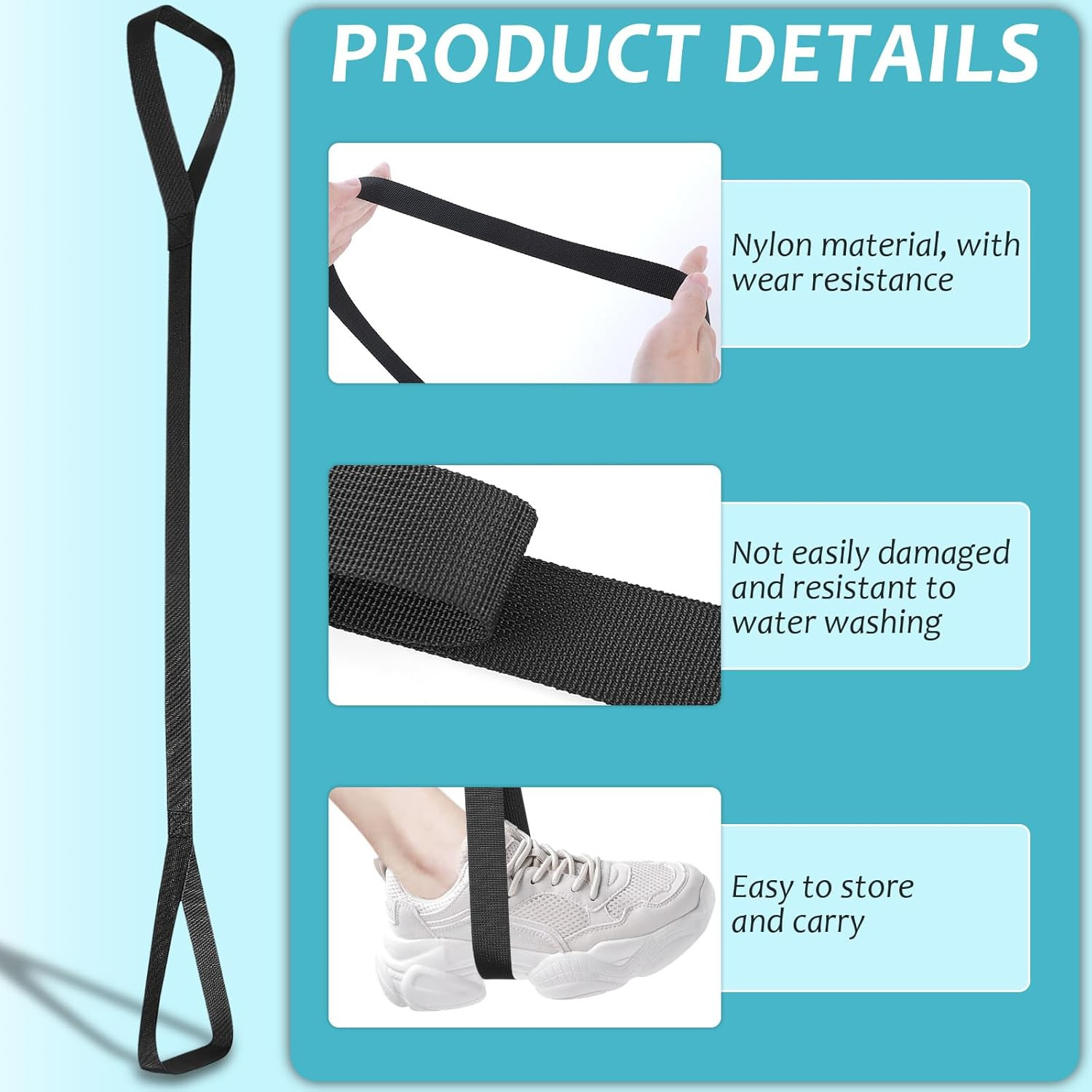 Extra Long Leg Lifter Strap for Elderly Hip & Knee Surgery, Wheelchair Aid