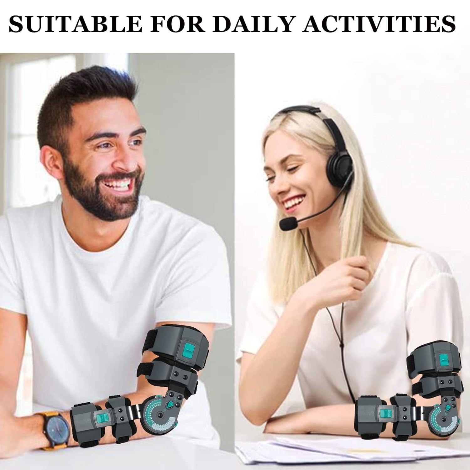 DOUKOM Hinged Post Op Elbow Brace, Adjustable Range of Motion Support -LEFT SIDE