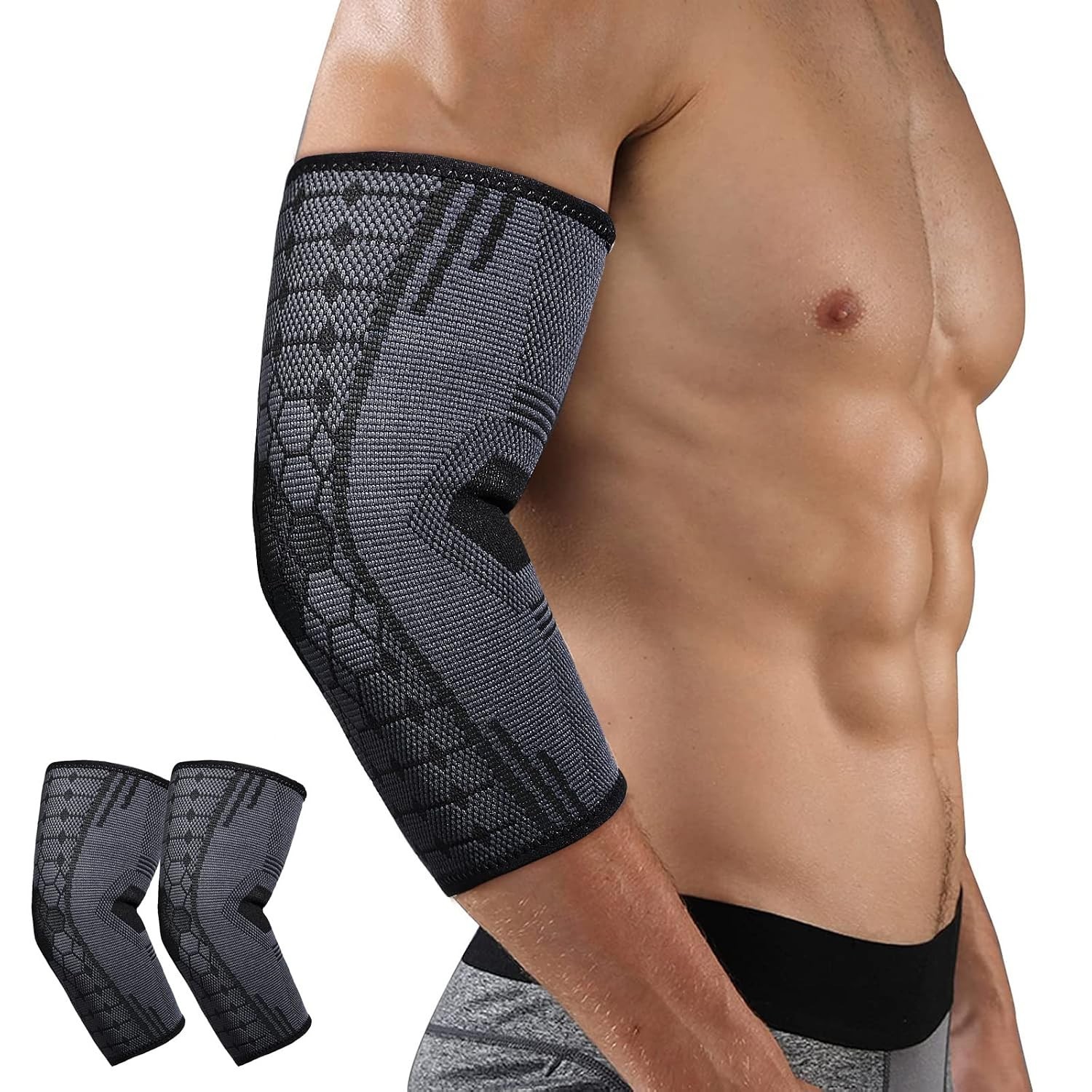 2X Elbow Brace Compression Support Sleeve Arthritis Tendonitis Reduce Joint Pain