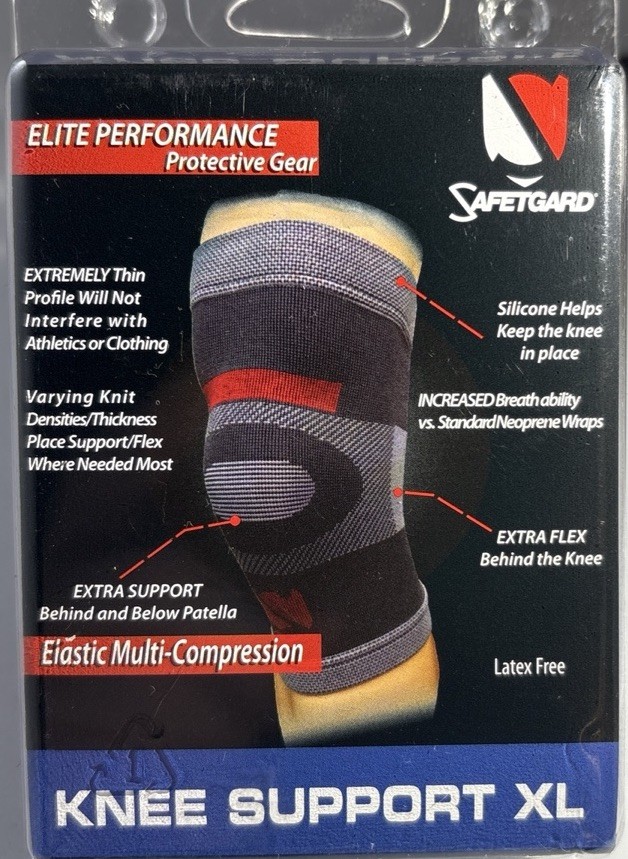Safetgard All Sports(Football/Baseball)Compress Knee Support X-Large 19.5-21”NEW