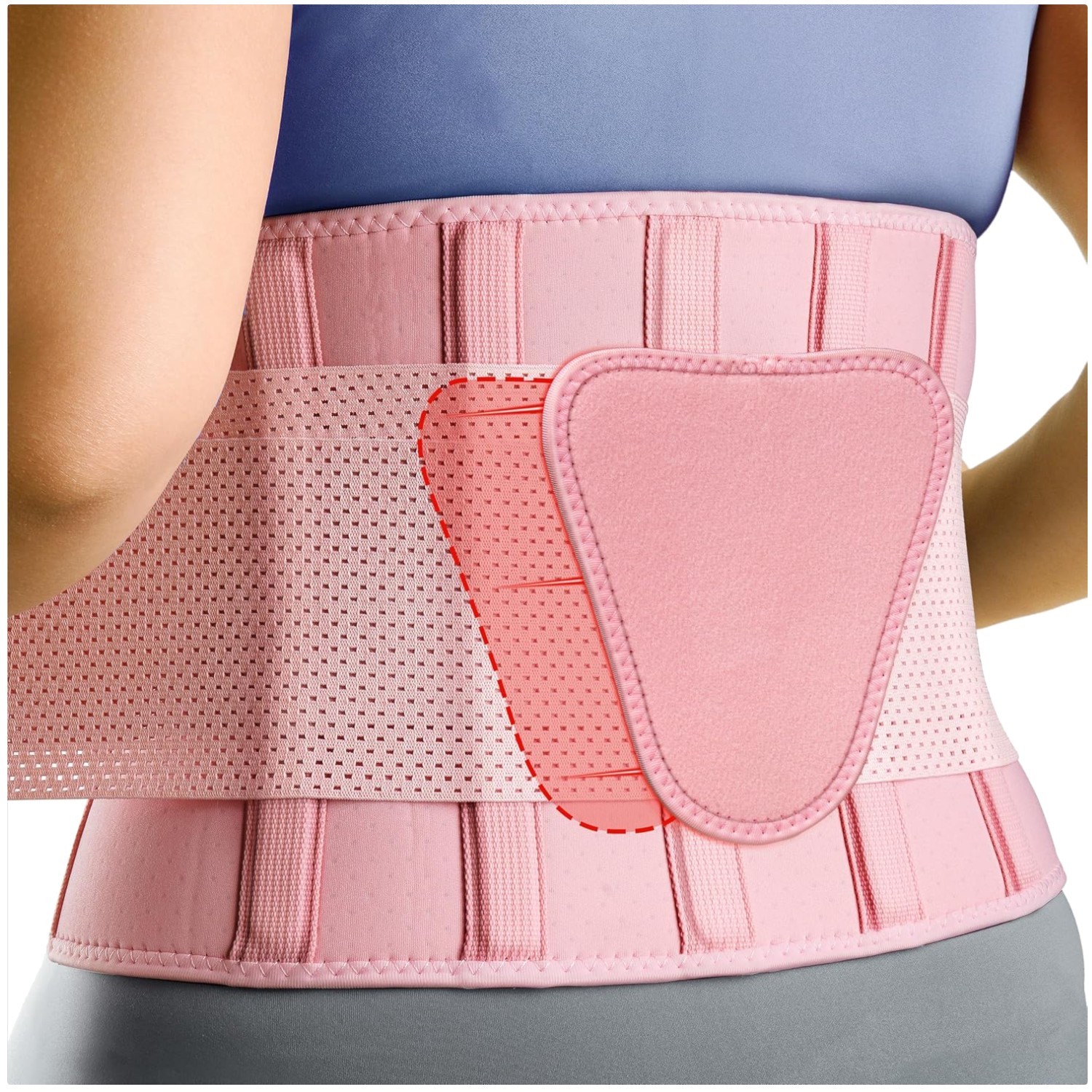 Pink Lumbar Support Belt for Back Pain Relief
