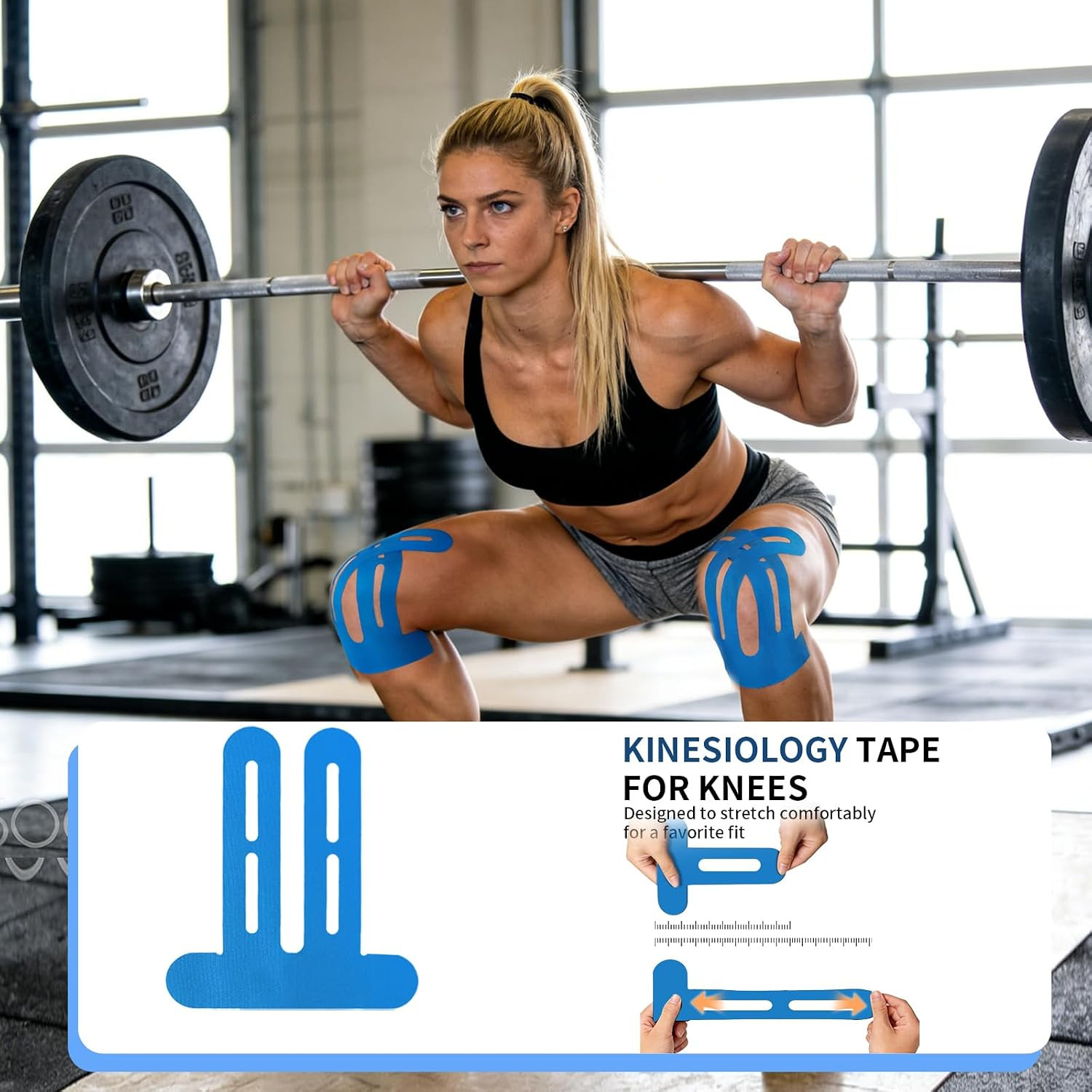 20 PCS Waterproof Kinesiology Tape, Precut Strips Knee Pain Relief Support | Lat