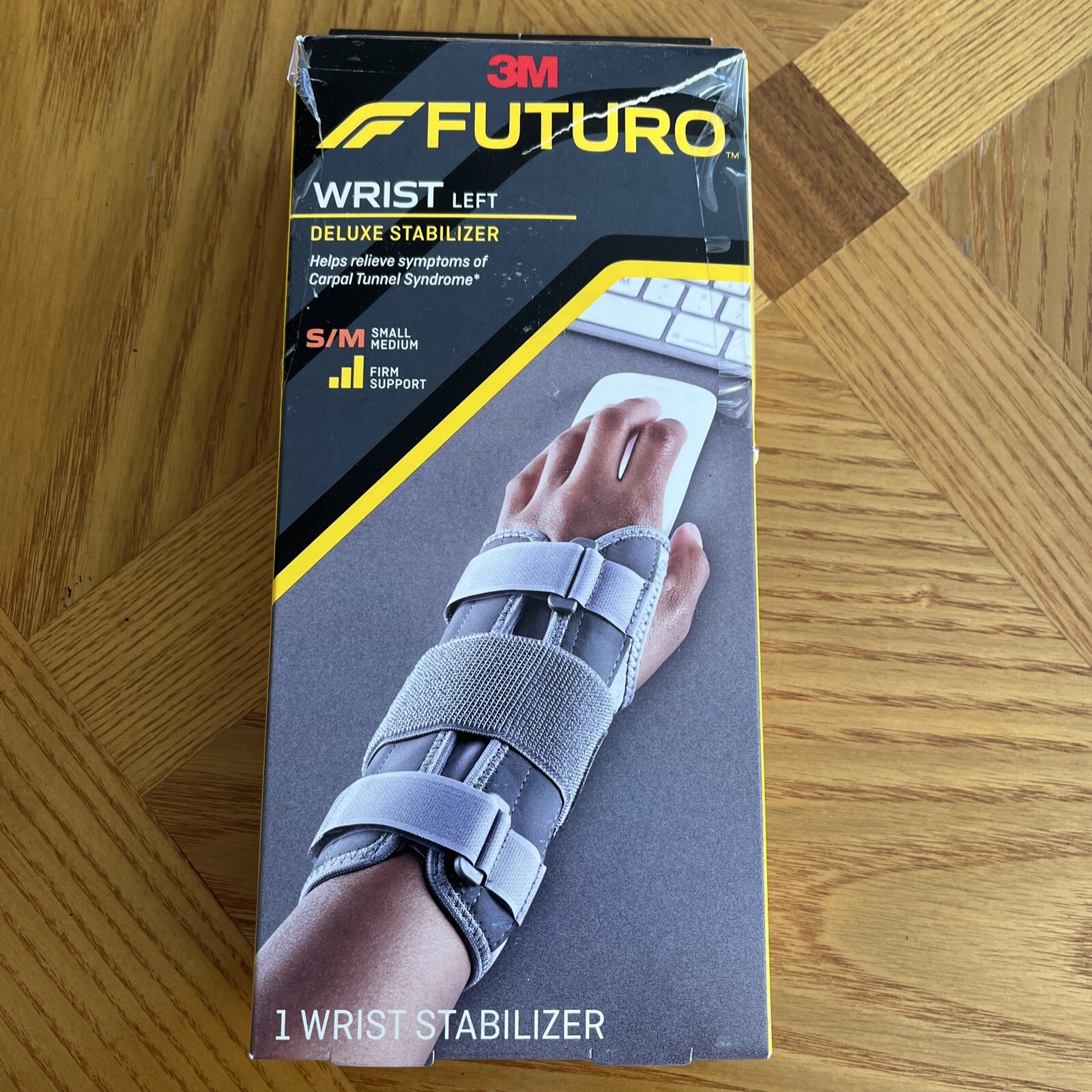 3M Futuro Deluxe Firm Support Wrist Stabilizer, Left Small/medium, Grey 3M