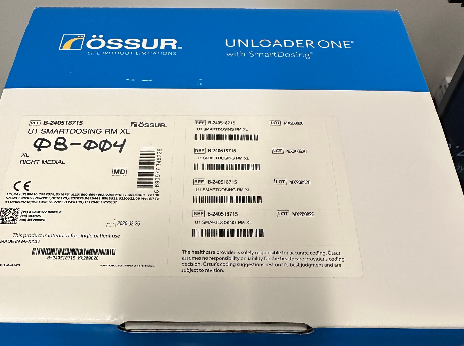 Brand New Ossur Unloader One- Right Medial XL
