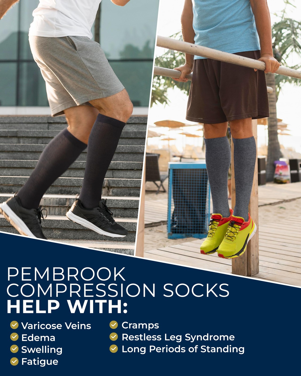 Pembrook Cotton Light Compression Socks for Women & Men – 3 Pairs | 8-15 mmHg
