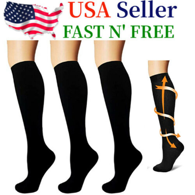 3 Pairs Knee High Compression Socks 15-20 mmHg for Sports Travel Can reduce Pain