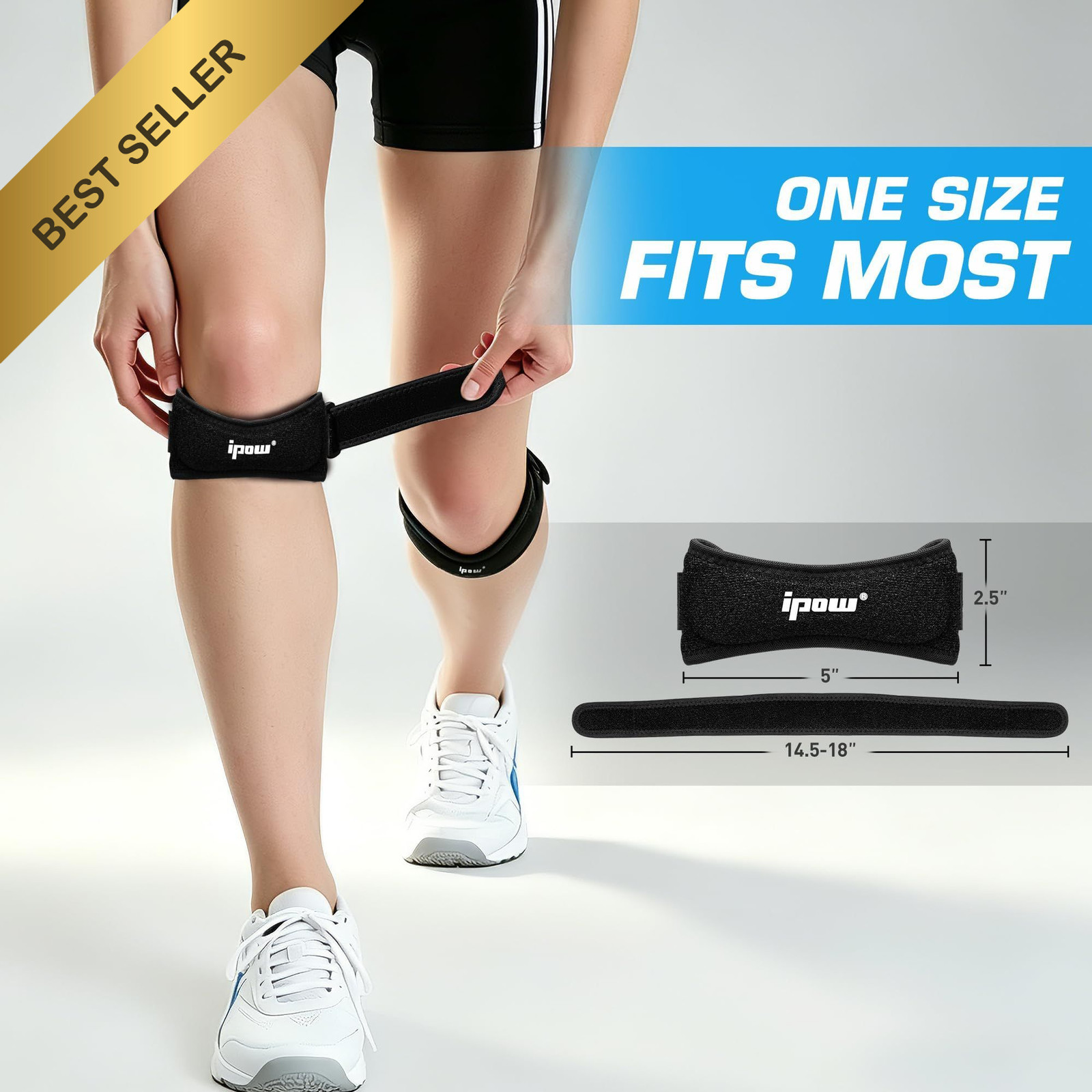 IPOW 2 Pack Patella Tendon Knee Strap Support Pain Relief for Running Workouts