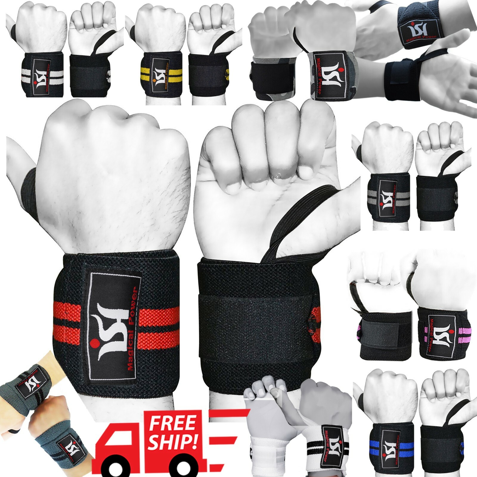 Gym training power weight lifting wrist wraps straps bandage cross fit support
