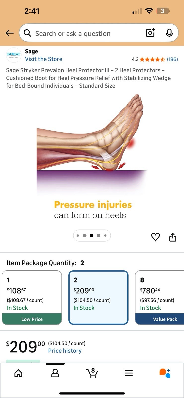 (2) Prevalon Heel Protector III 7355 by Sage Foot Ankle Leg