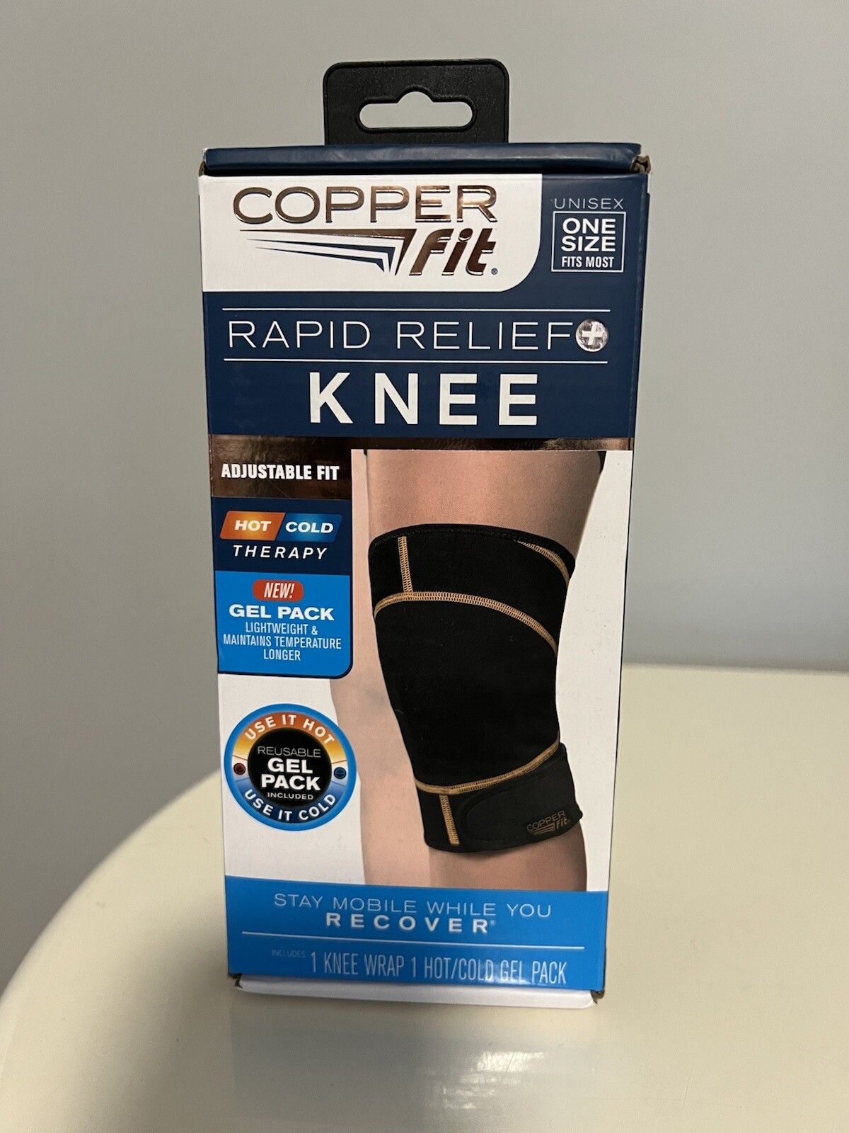 Copper Fit unisex adult Rapid Relief Knee Wrap with Hold/Cold Therapy