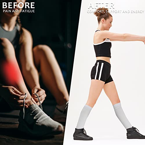 Compression Socks for Women Men Circulation Knee Large-X-Large 07-8 Pairs-white