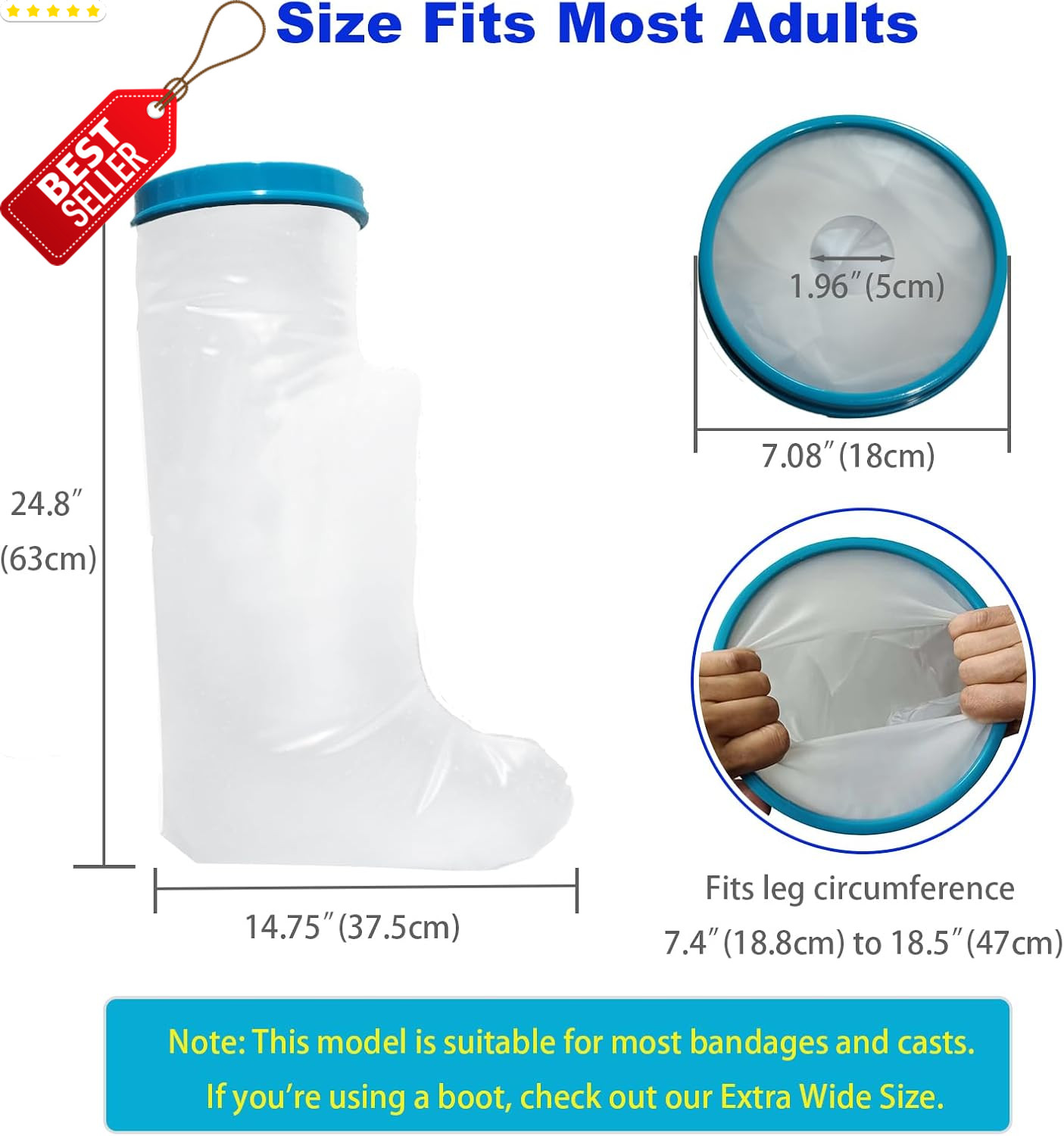 Waterproof Leg Cast Cover Shower Reusable Adult Short Leg Protector Foot – US