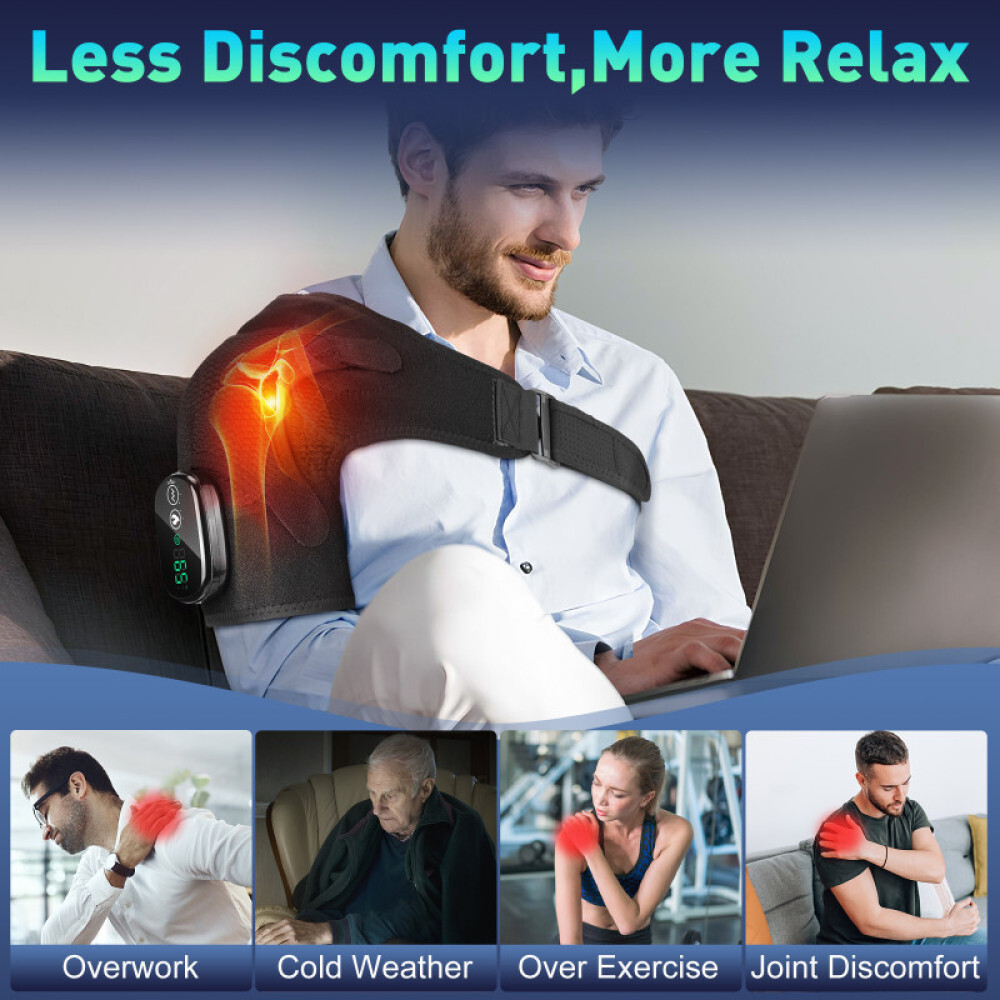3-speed Heating Vibration Massage Shoulder Pad With Digital Display Controller