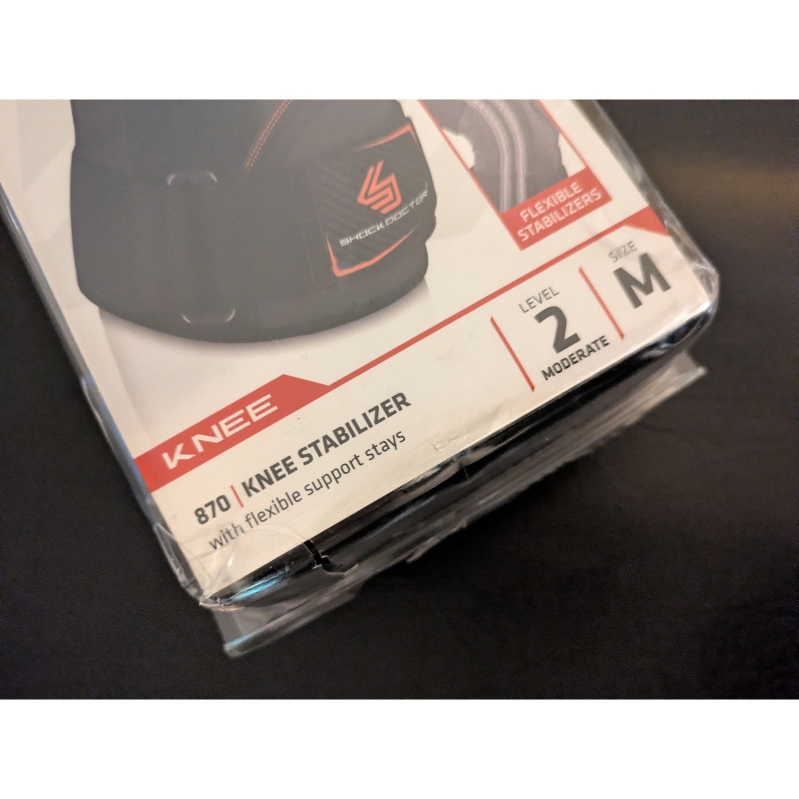 Shock Doctor 870 Knee Stabilizer Flexible Support Stays Level 2 Black Medium