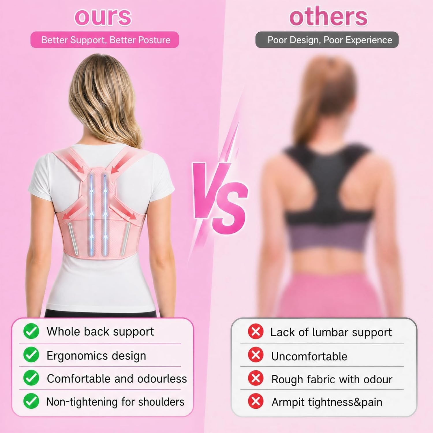 Back Brace Posture Corrector for Women, Adjustable Upper Back Support, Invisible