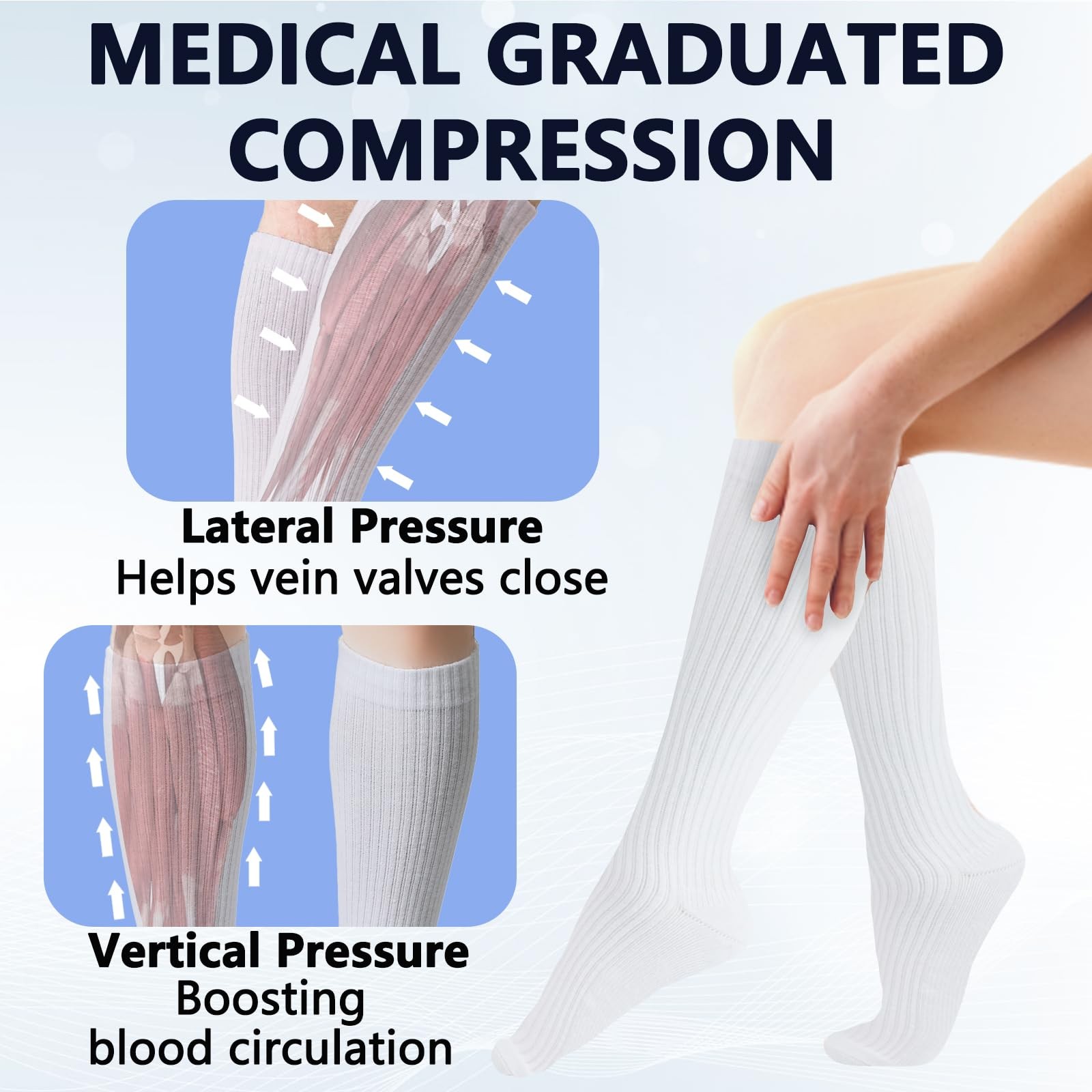 +MD Cotton Compression Socks for Women & Men 4 Pairs 15-20mmHg Knee High for …