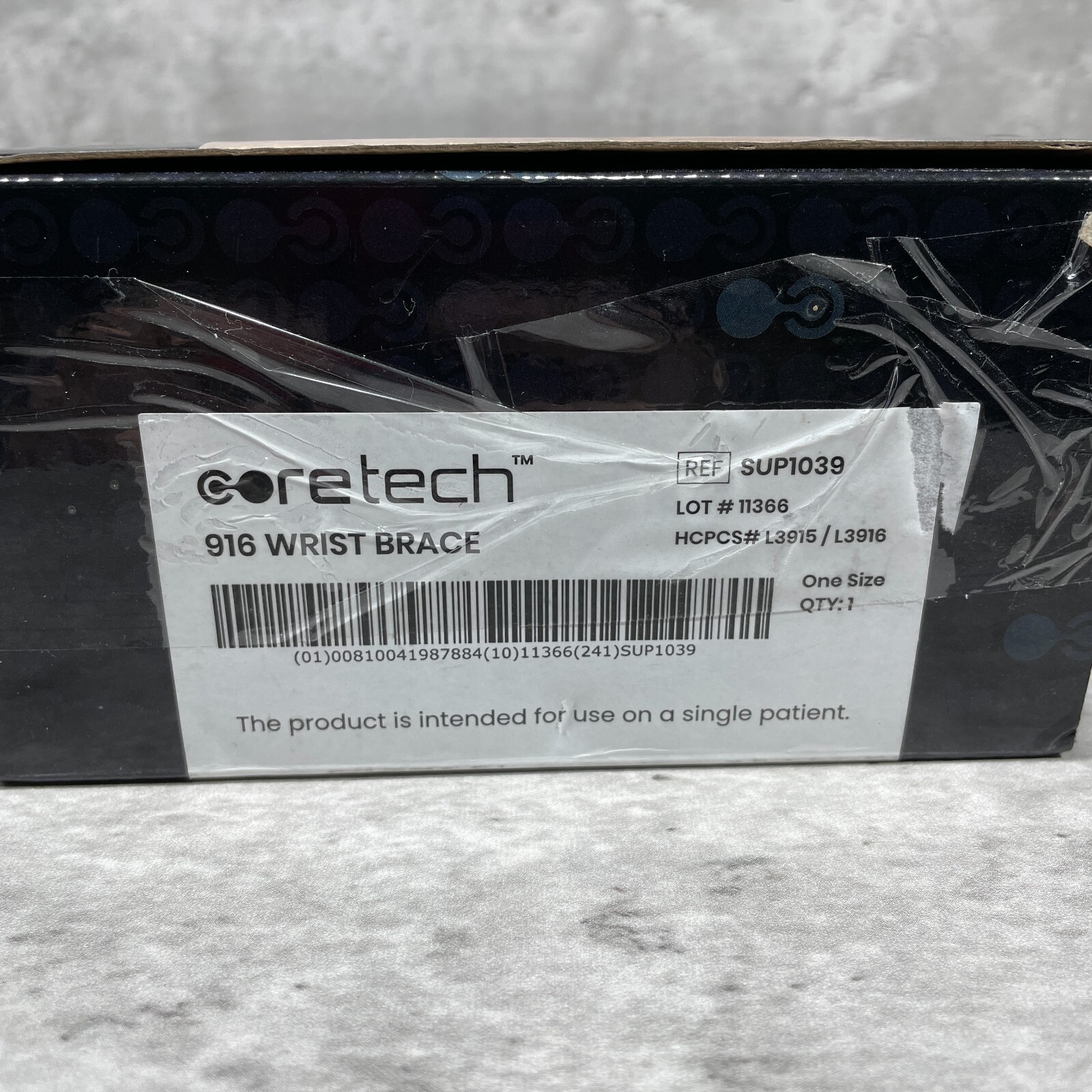 New Open Box – CORETECH 916 Left/Right Universal Wrist Brace/Splint – Black