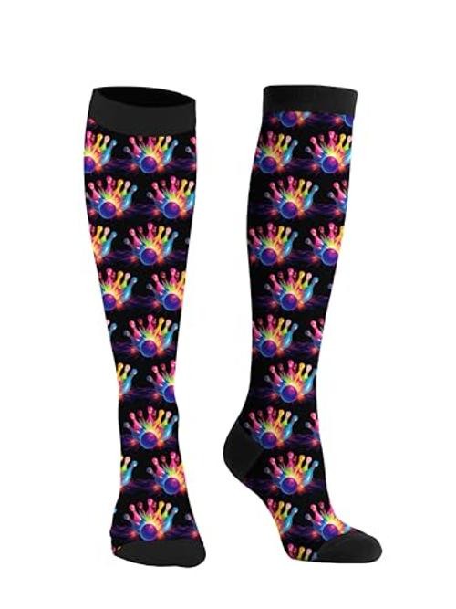 Unisex Novelty Socks for Women Men Teens Soft Knee High Crew One Size Bowling