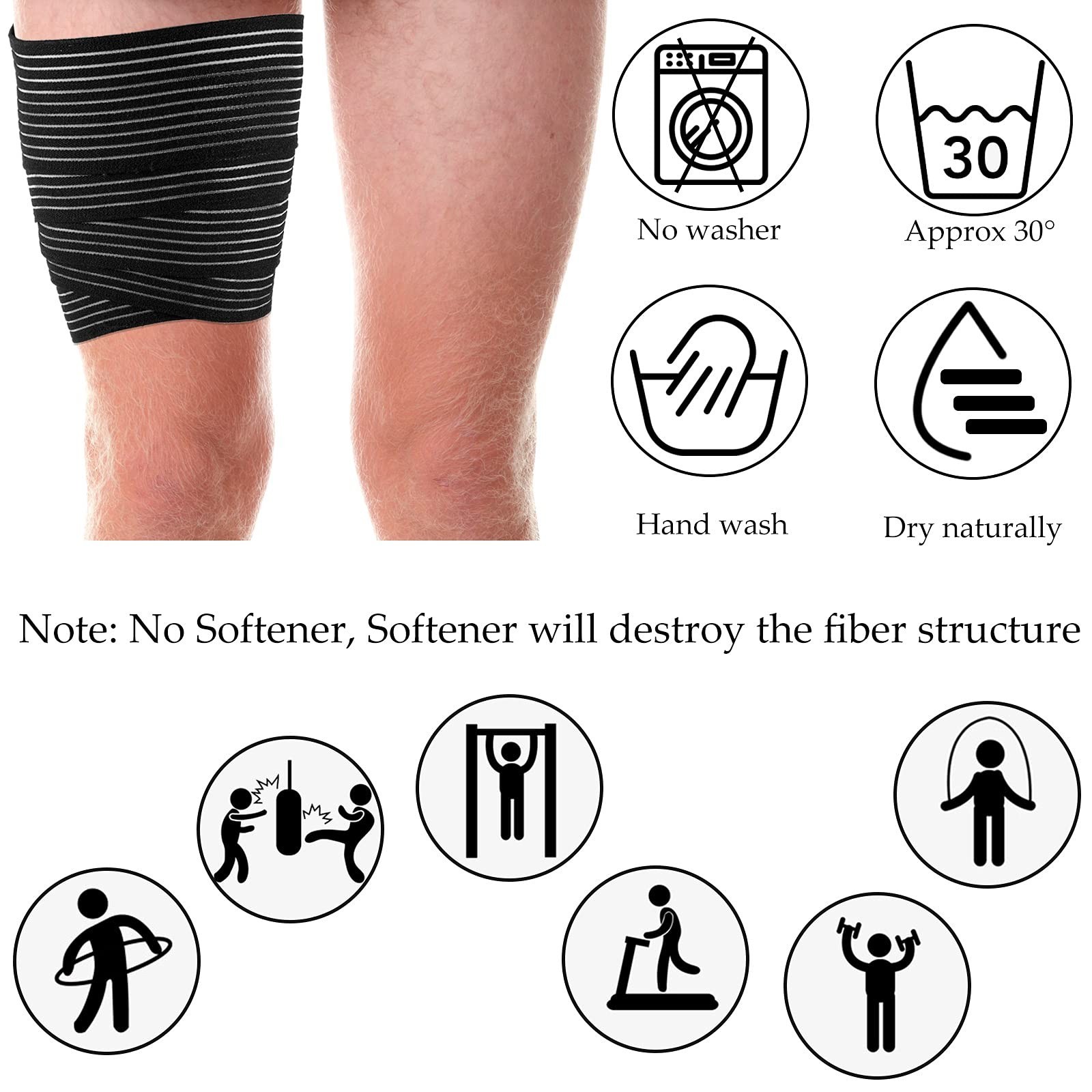 12 Pack Adjustable Compression Bandage Wraps for Leg & Ankle Support – Pain Reli