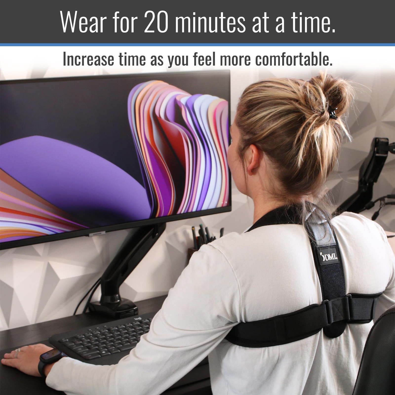 DMI Adjustable Posture Corrector for Men & Women, Back One Size, Black