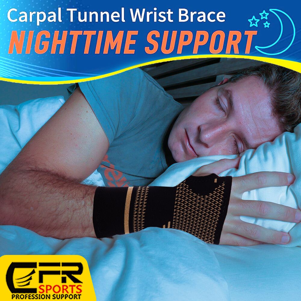 Copper Wrist Brace Support Compression Sleeve Arthritis Gym Carpal Tunnel Hand