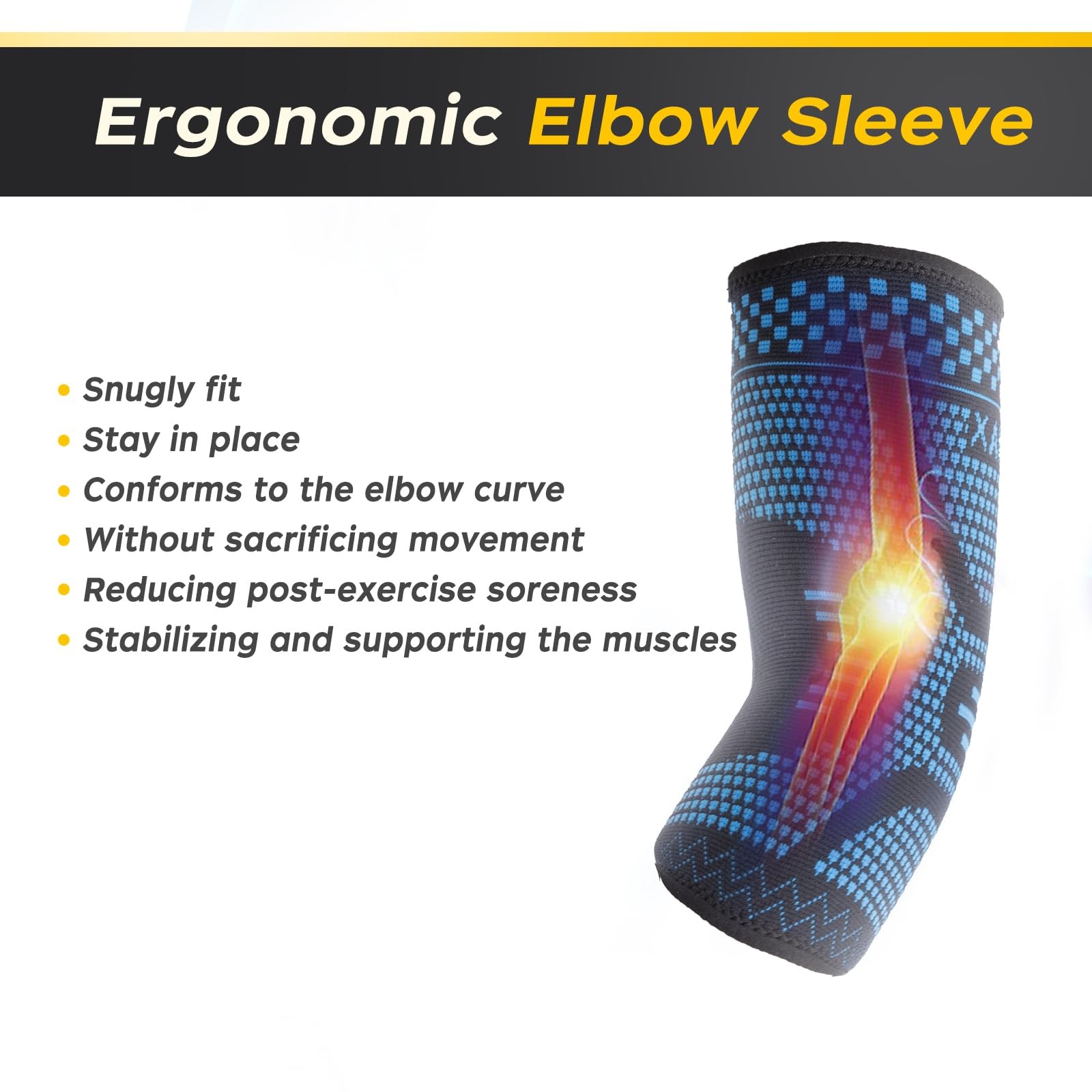 INDEEMAX Copper Elbow Compression Sleeve 1 Pair, Tennis Small, Blue-Black