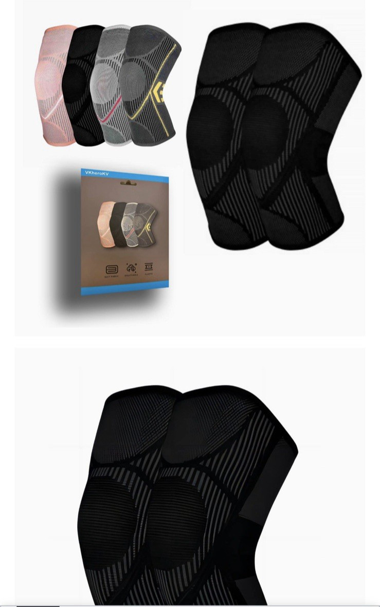 Knee Brace Unisex Sleeve for Pain Support Compression (1) Pair Black Large *NWT*