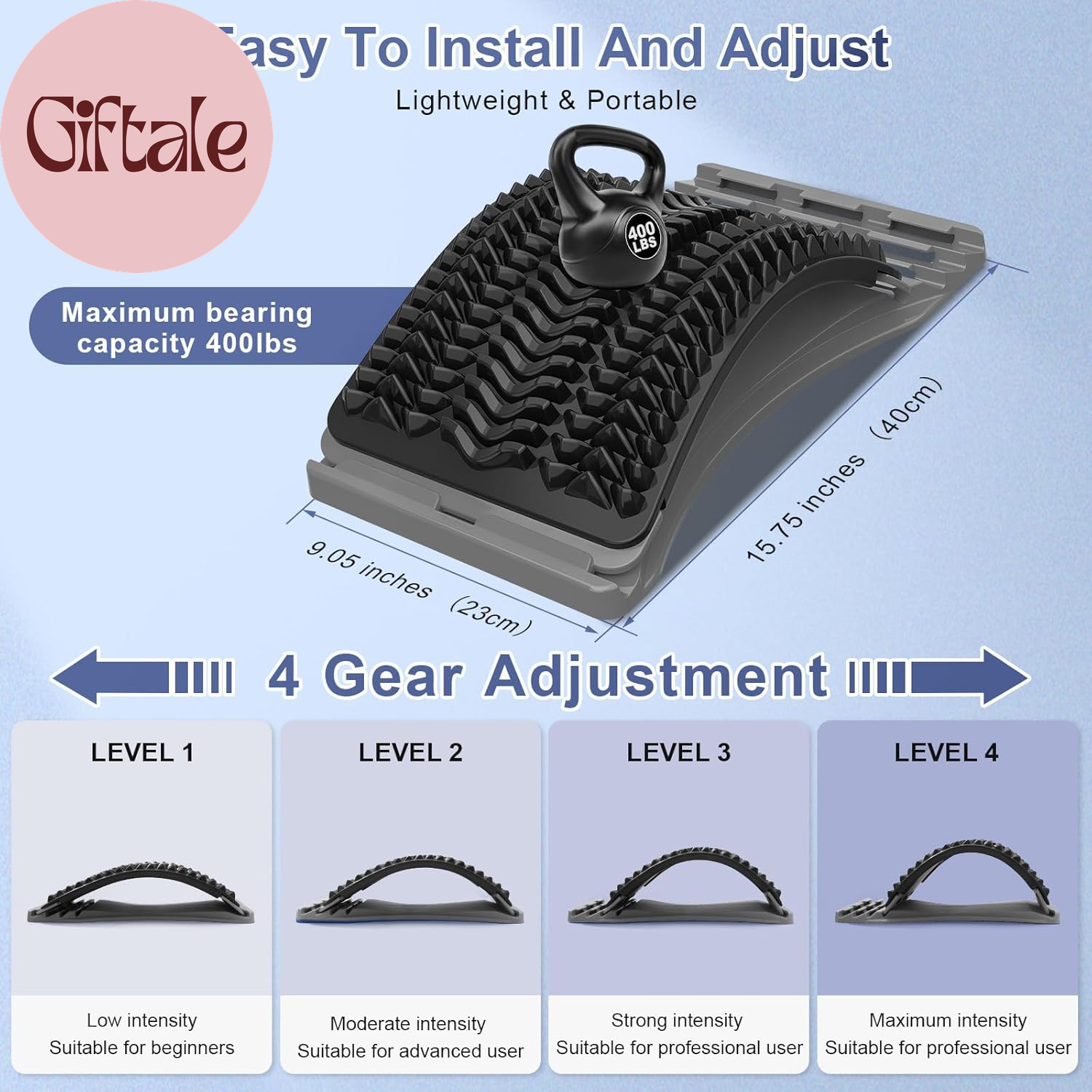 Back Stretcher for Lower Back Pain Relief, Multiple Level Adjustable Arch Lumbar