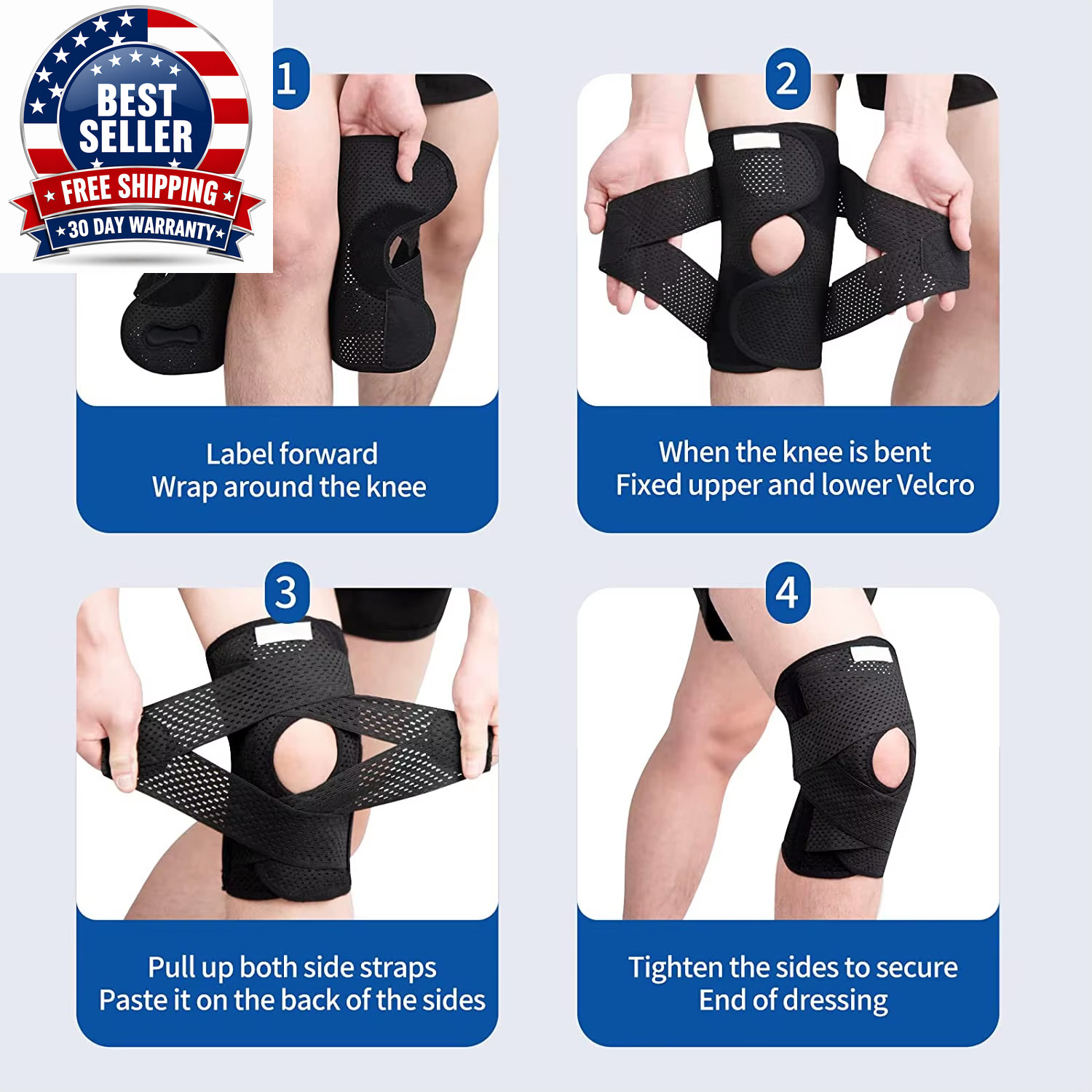 1 Pcs Knee Brace with Side Stabilizers Patella Gel Pad Knee Support for Meniscus