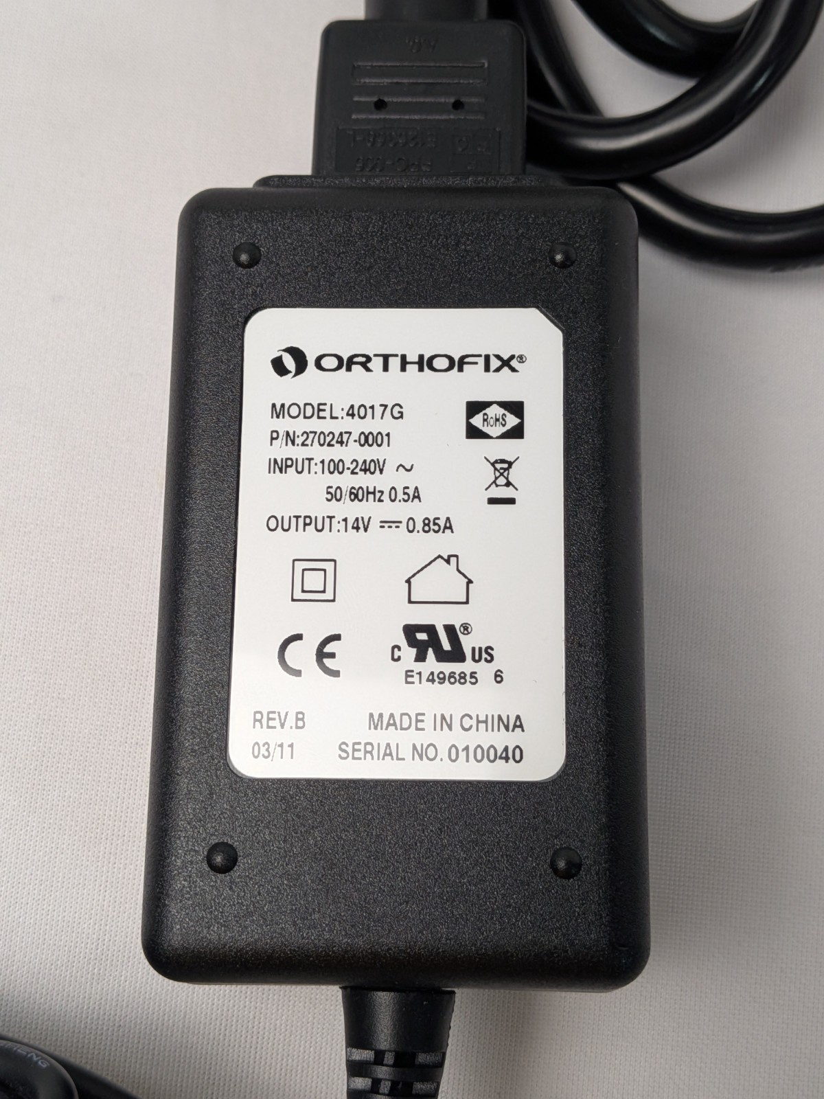 Ortho Fix 2505 Power Supply 4017G Used for Cervical-Stim Spin Fusion Stimulator