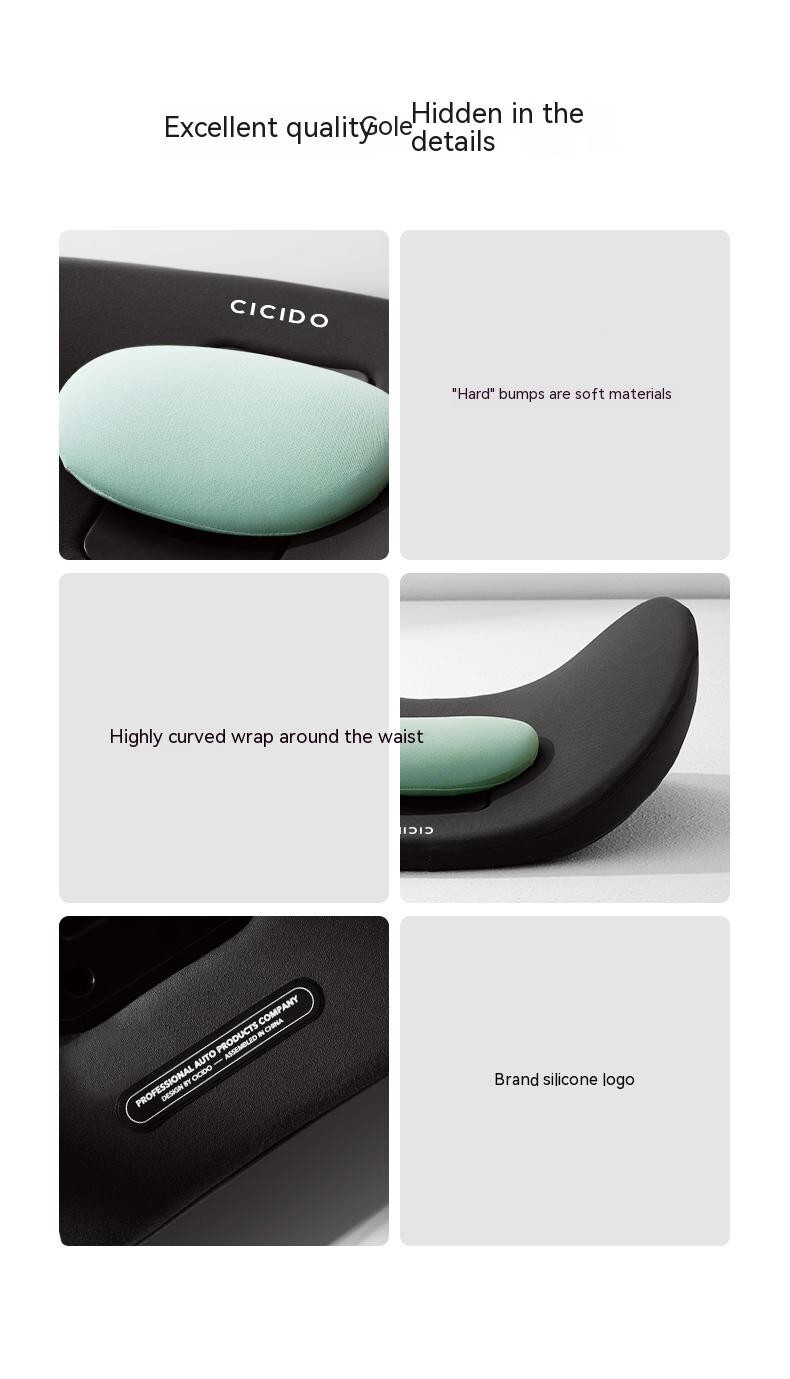 CICIDO Car Seat Lumbar Pillow Back Support Cushion Memory Foam Adjustable Home