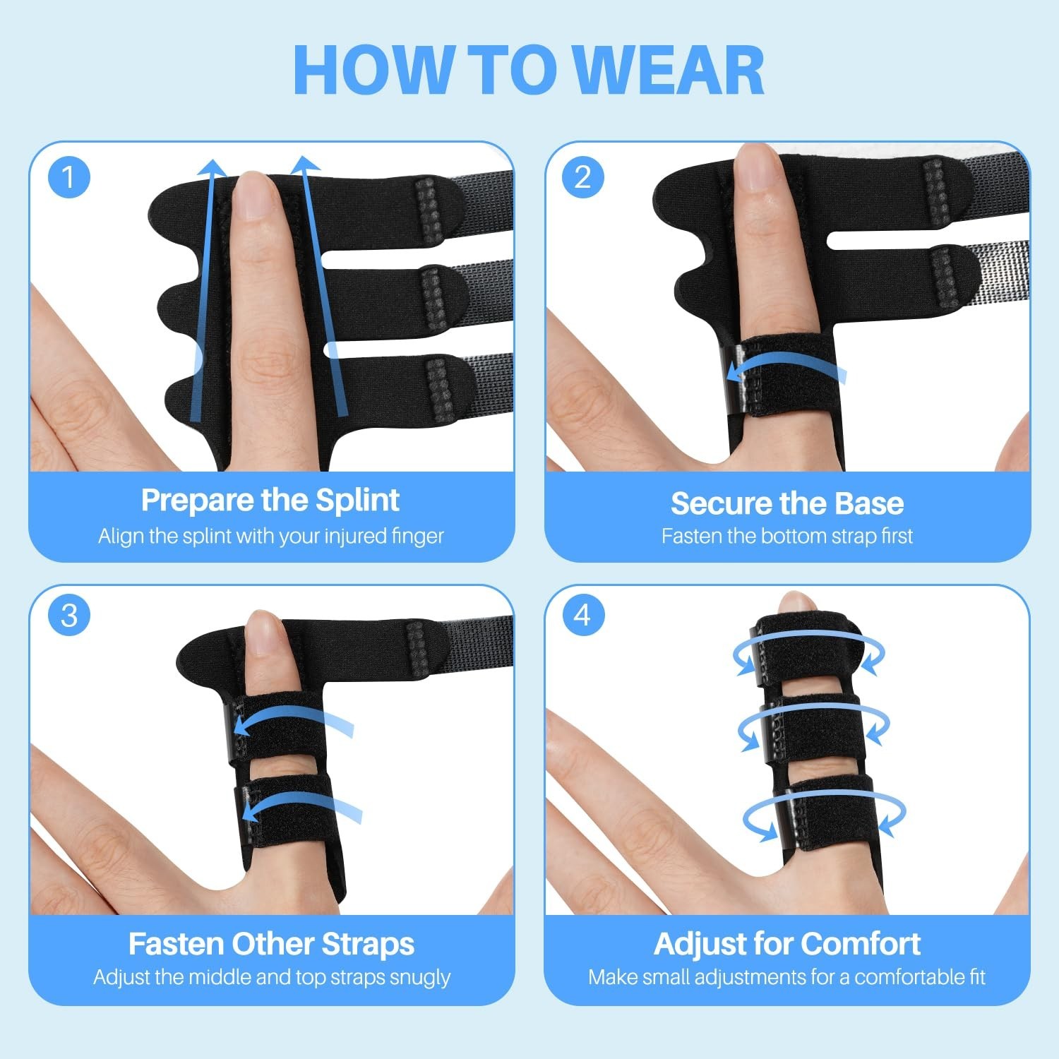 Sopito Finger Splint Brace for Index, Middle, Ring Fingers Straightening Arthrit