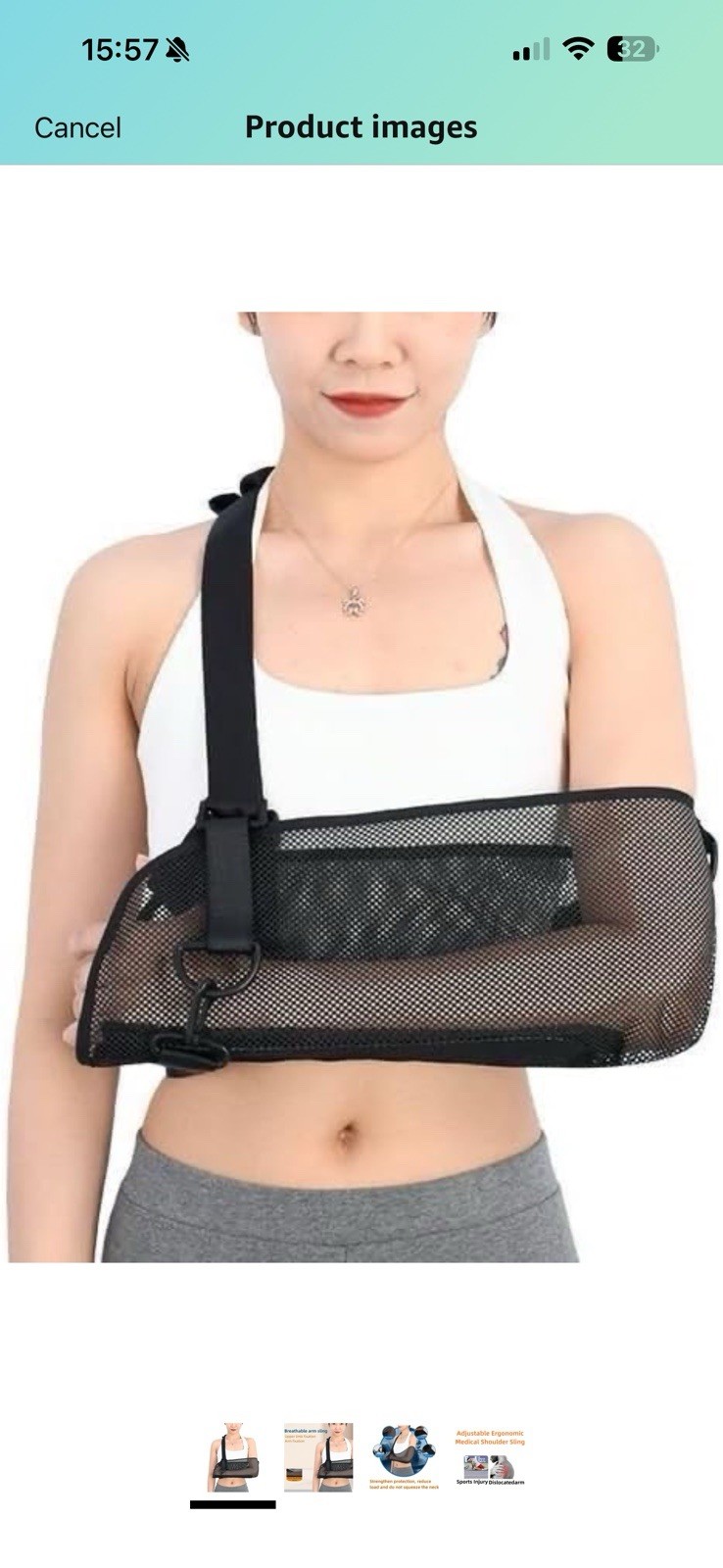 Arm Sling Shoulder Immobilizer for Women and Men Black Adjustable Breathable NEW
