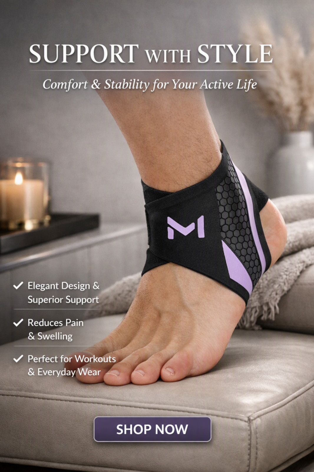Ankle Support Brace Compression Sleeve Sport Joint Pain Relief Foot Care Wrap