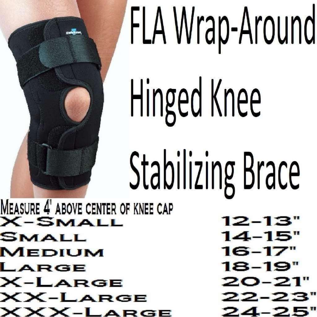 FLA Wrap-Around Hinged Knee Stabilizing Brace (Black) X-Small