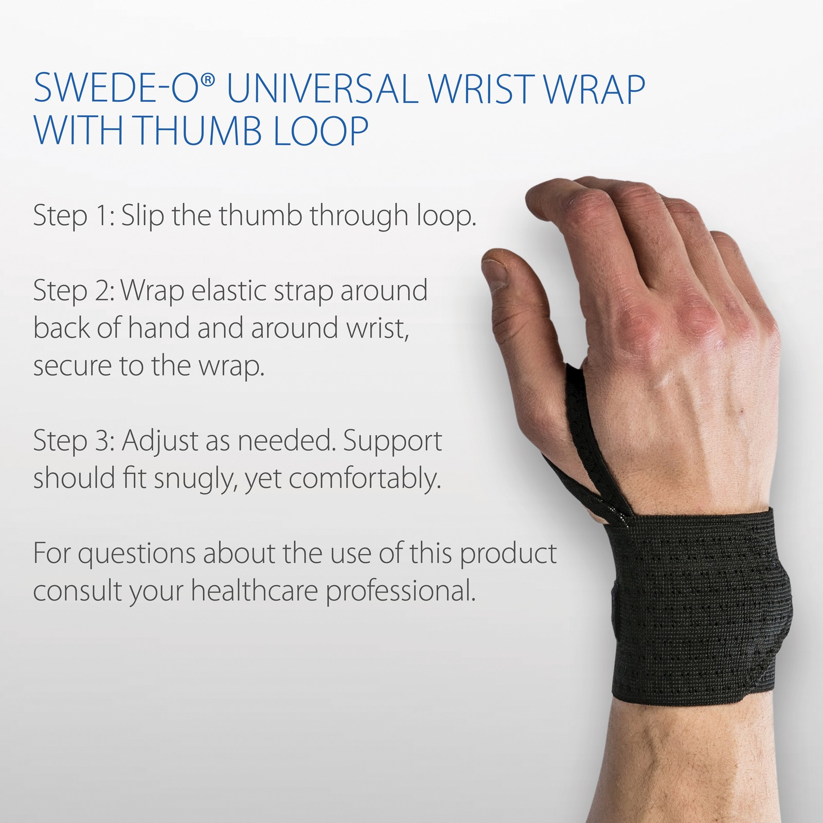 Swede-O Elastic Wrist Wrap w/ Thumb Loop Compression Helps Ease Inflammation USA