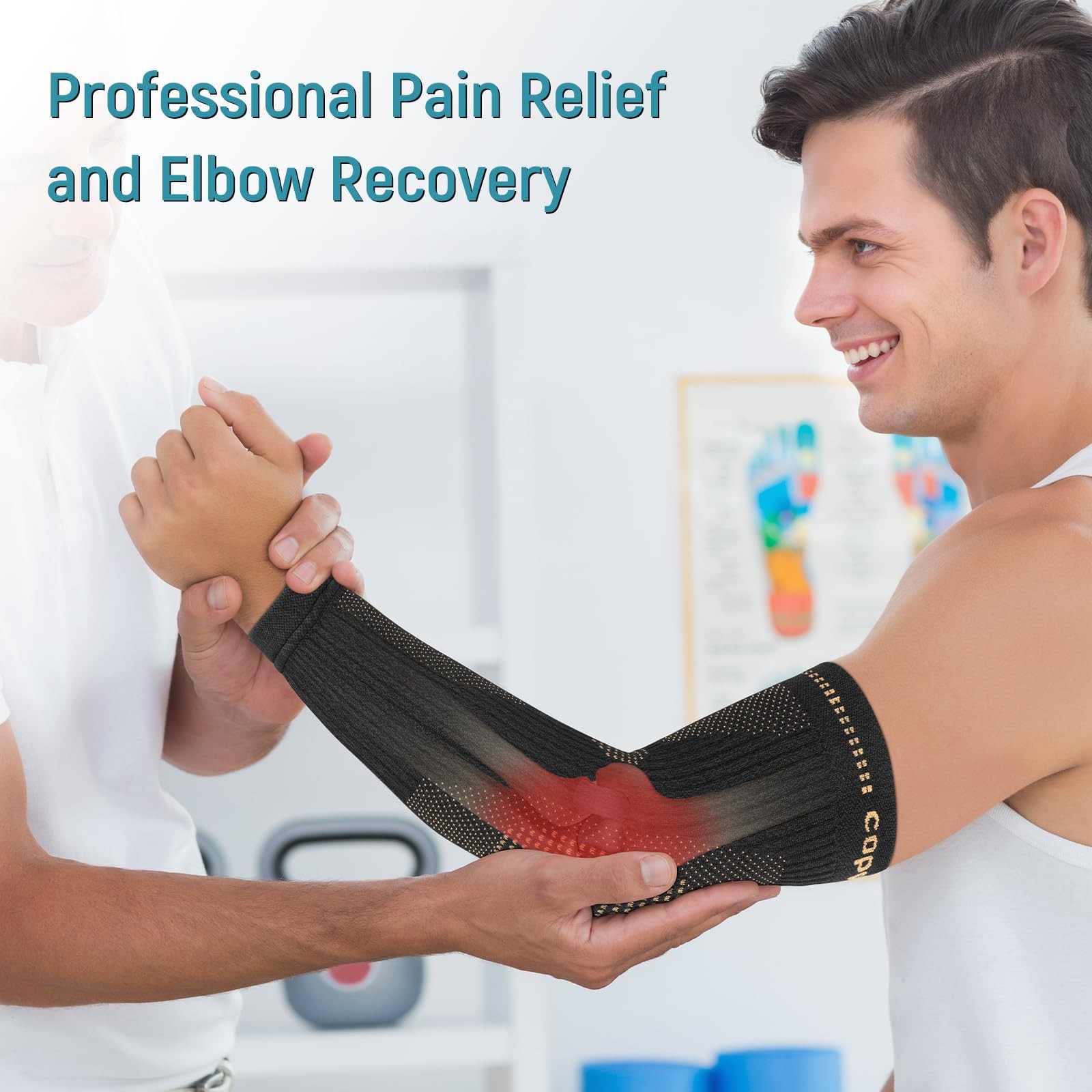 Copper Elbow Compression Sleeve – Tennis & Golfers Elbow Support Brace, Exten…
