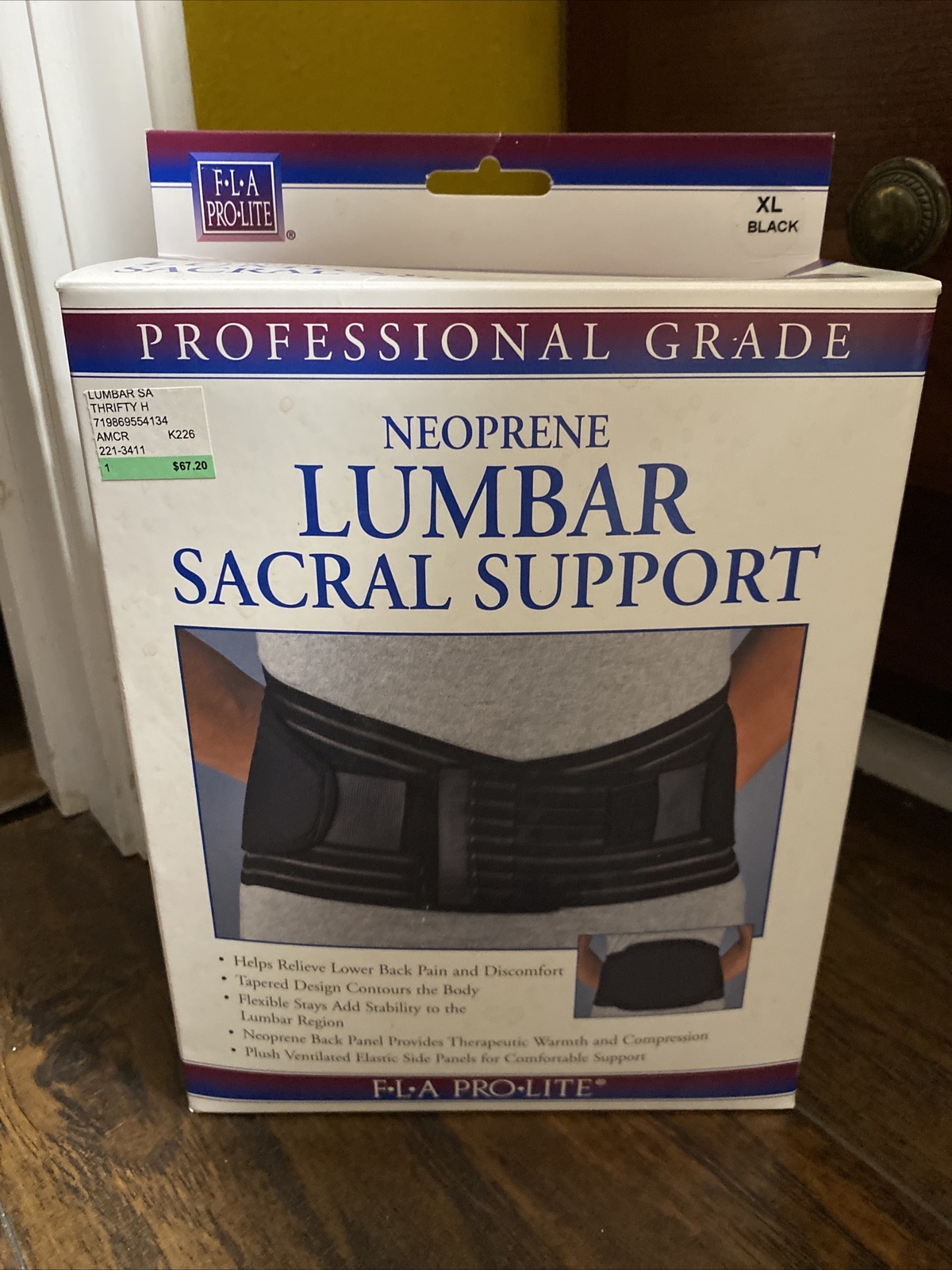 FLA Pro-Lite Neoprene Lumbar Sacral Support XL Black Pain Relief New