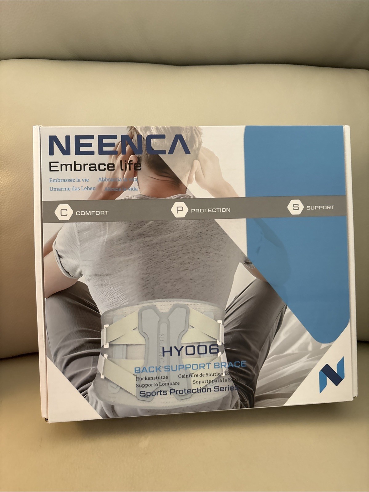 NIB NEENCA Back Brace Pain Relief Bionic Support System UNISEX Gray Size Large