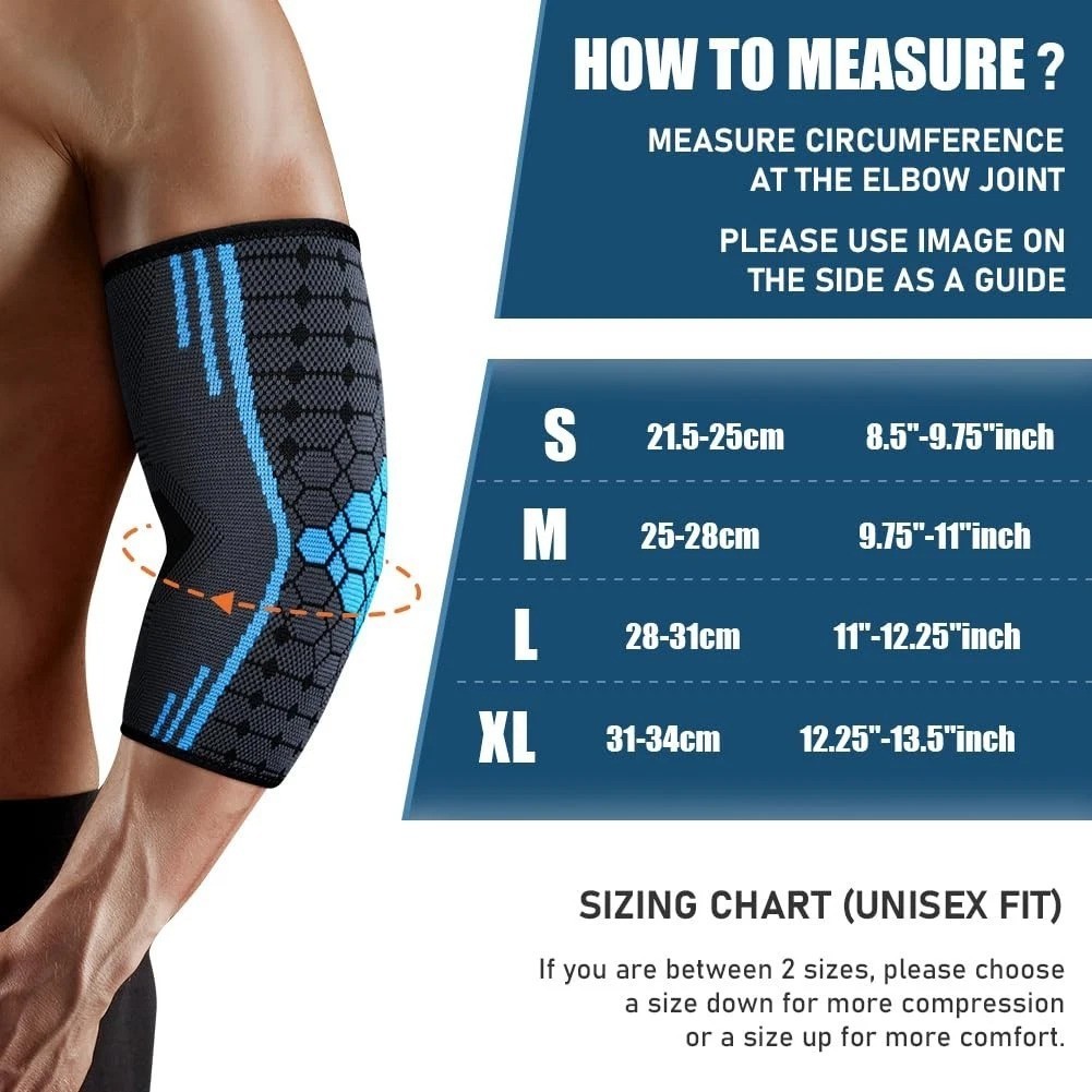 2 Pack Elbow Compression Sleeve Wraps Pads for Tendonitis Arthritis Bursitis