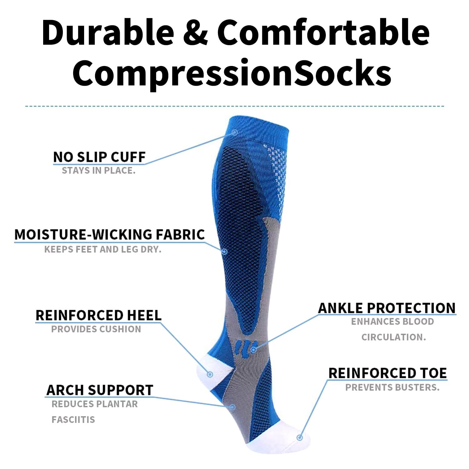Compression Socks Stockings Knee High Medical 20-30 mmHG S/M – X/XL Womens Mens