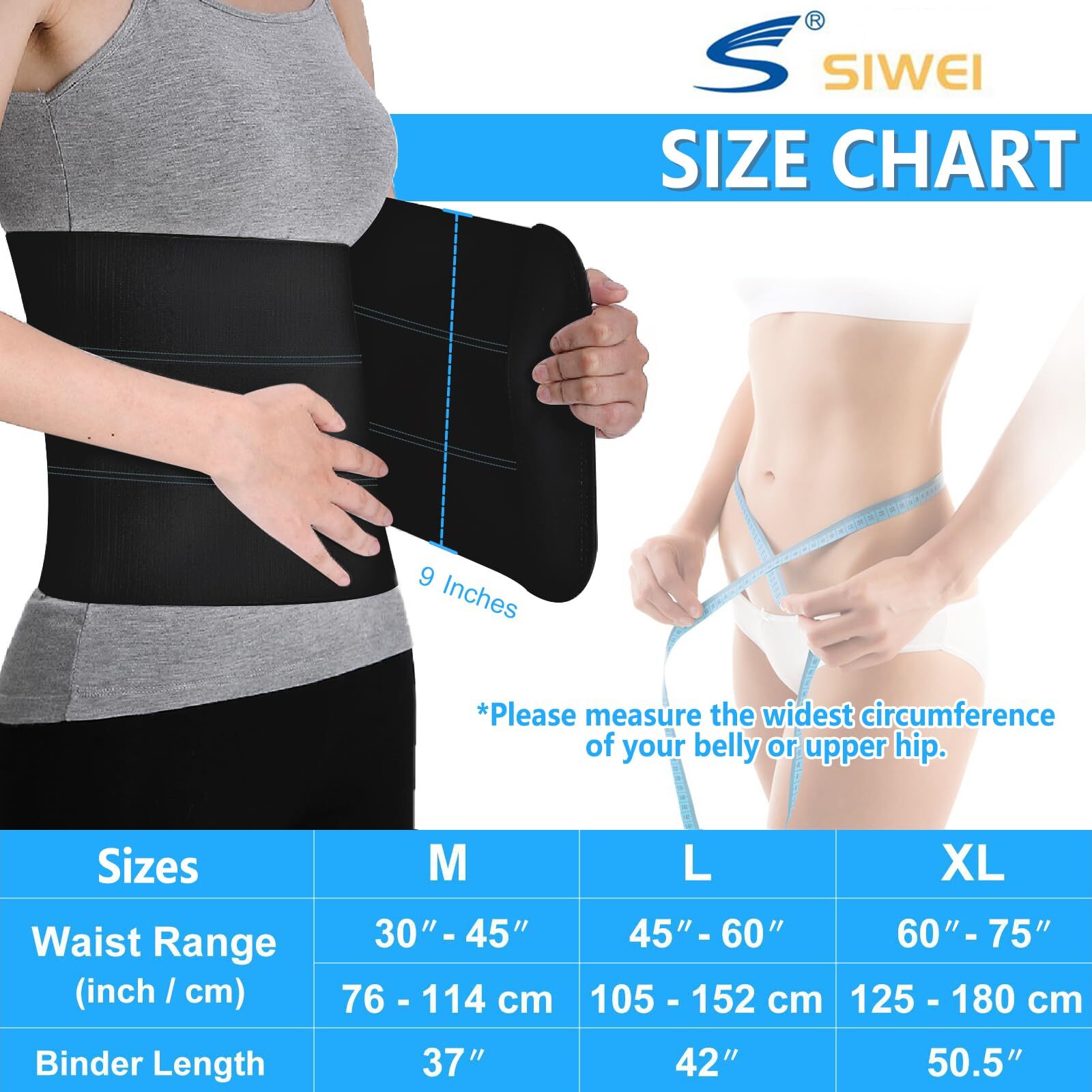 Abdominal Binder Post Surgery – Elastic Waist Band for Stomach Support & Comp…